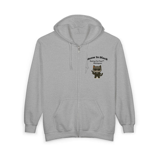"Meow in Black" Zip Hoodie | Resting Cat Face™ Mochipaws™ Limited Edition