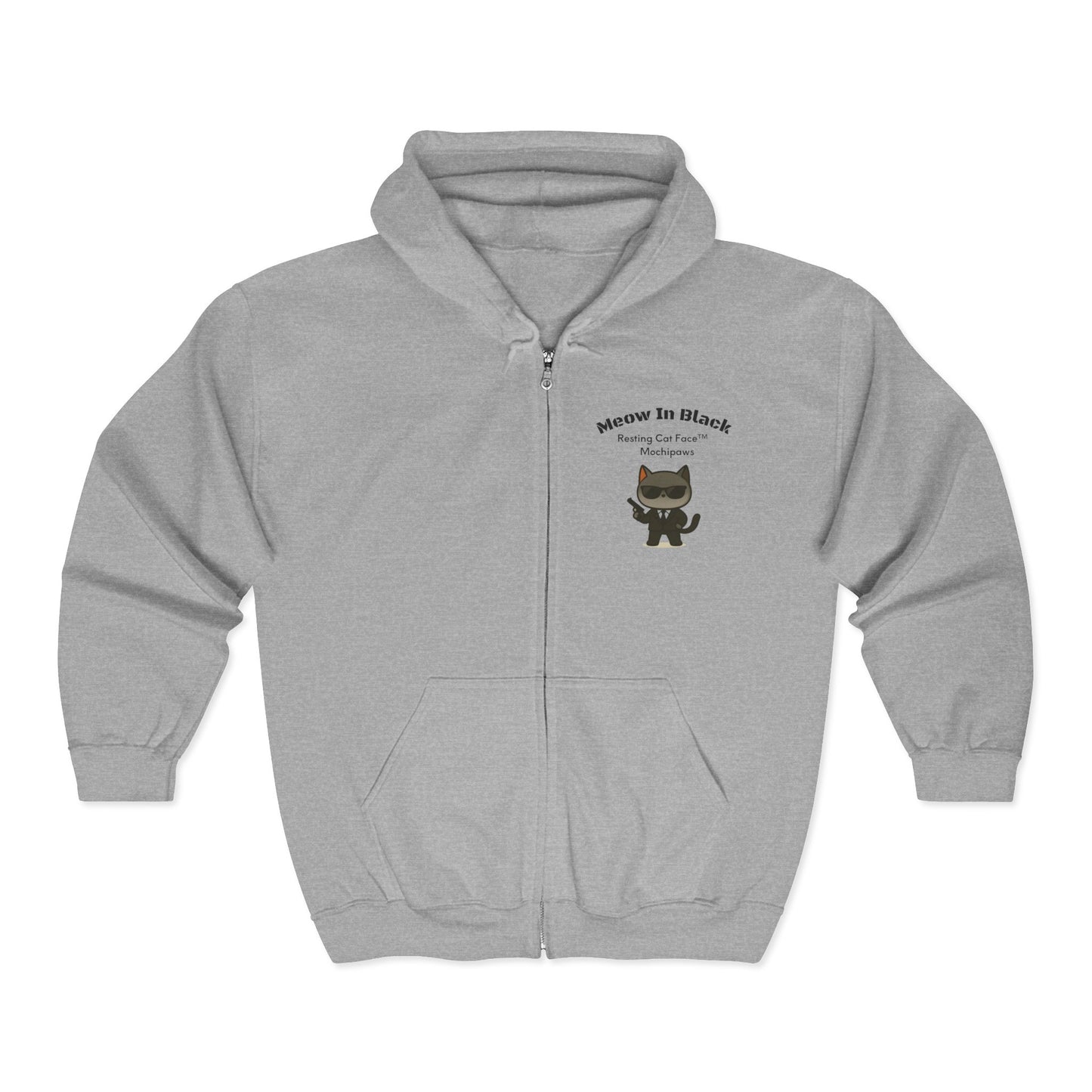 "Meow in Black" Zip Hoodie | Resting Cat Face™ Mochipaws™ Limited Edition