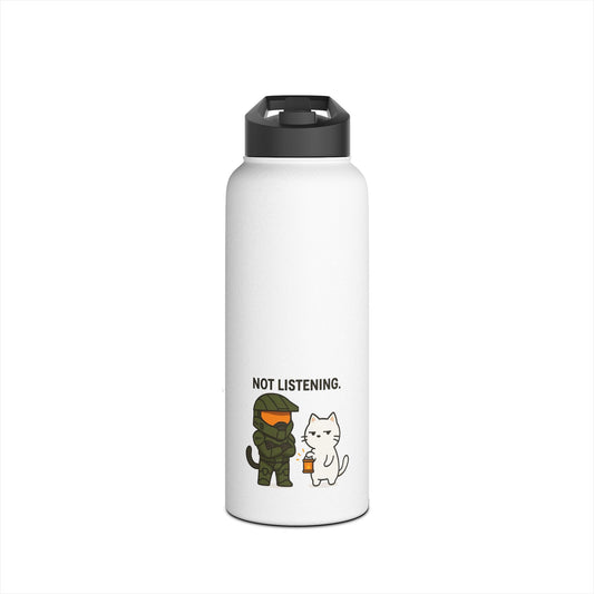 "NOT LISTENING" 32oz Insulated Tumbler | The Saint Snarky™ & Major Ruff™ Edition