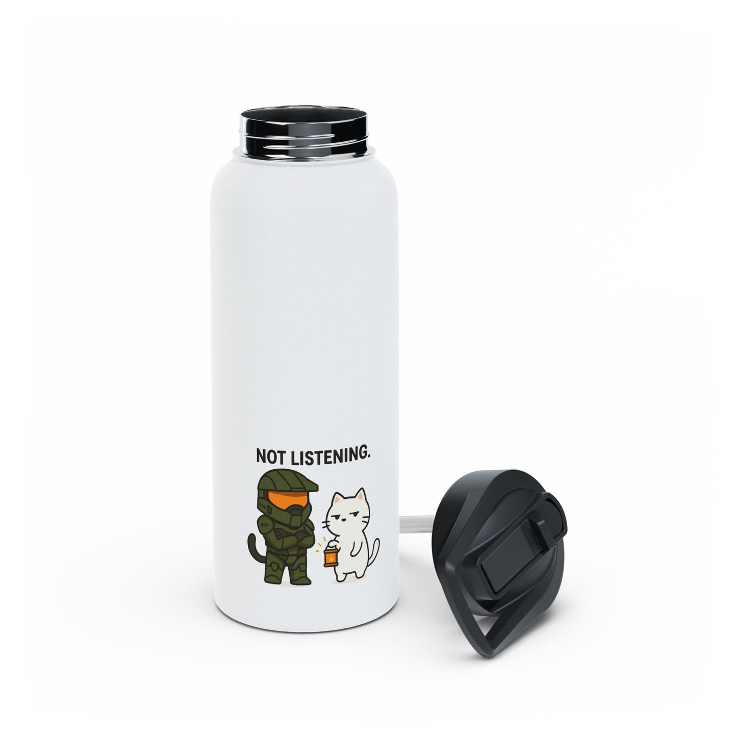 "NOT LISTENING" 32oz Insulated Tumbler | The Saint Snarky™ & Major Ruff™ Edition