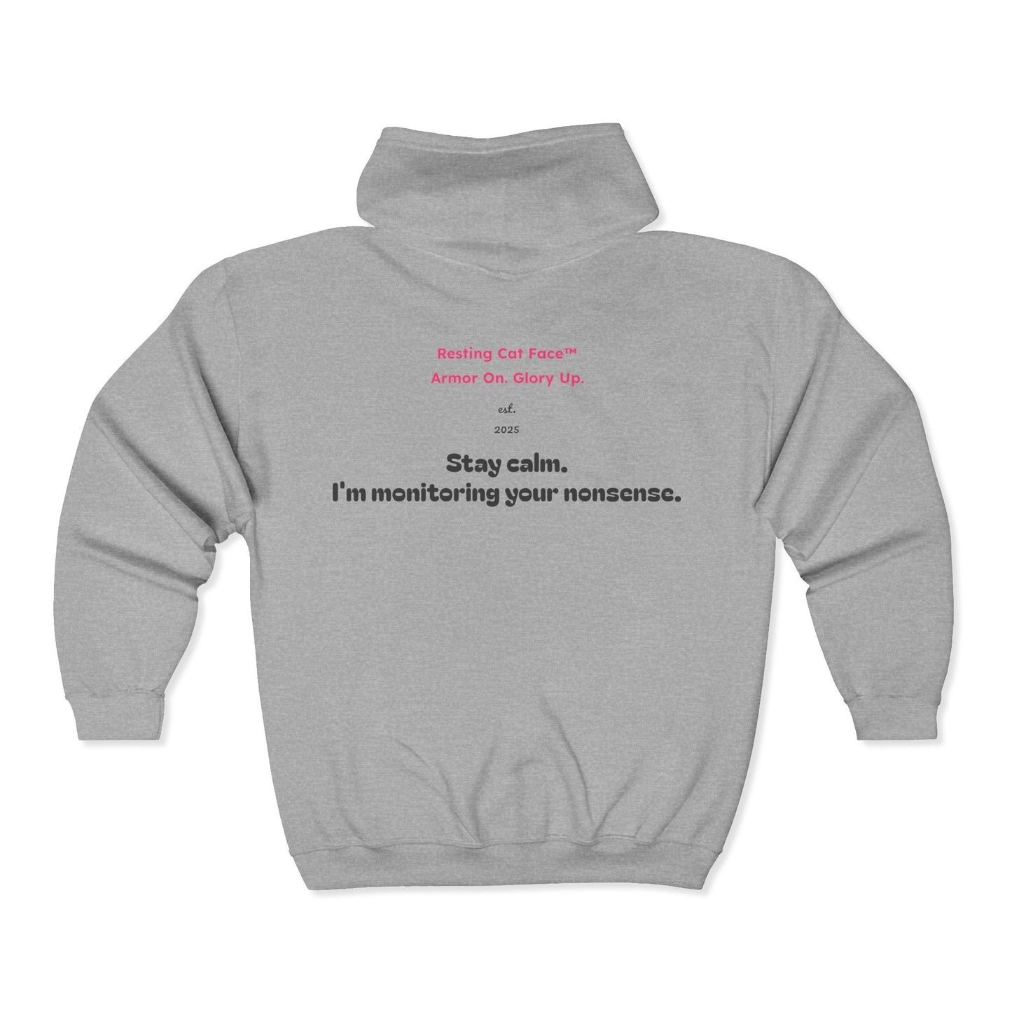 "Meow in Black" Zip Hoodie | Resting Cat Face™ Mochipaws™ Limited Edition