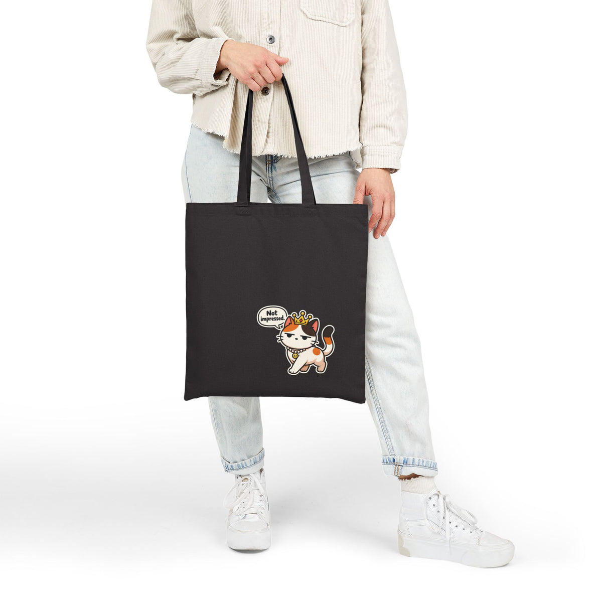 Queen Cat “Not Impressed” Canvas Tote | Resting Cat Face™
