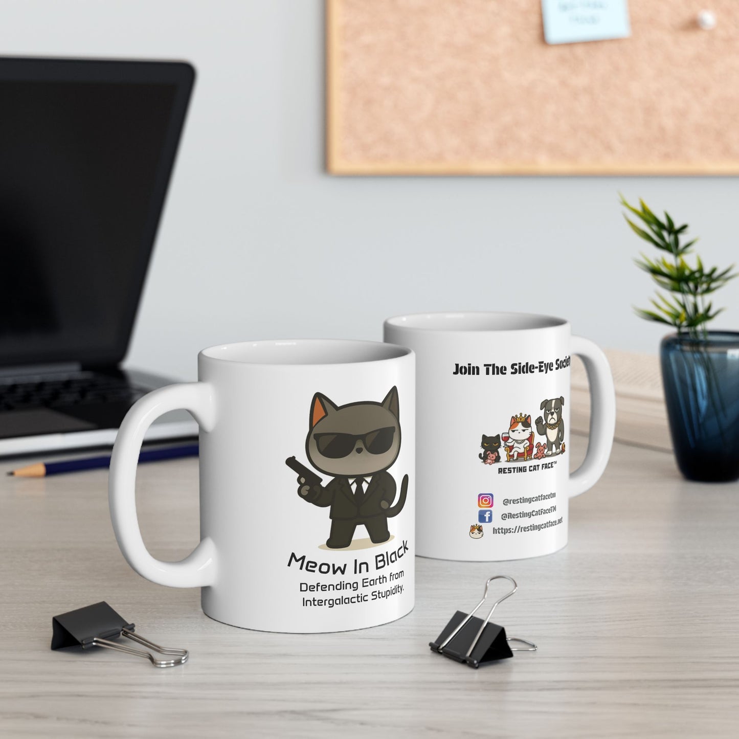 Meow in Black™ Ceramic Mug – Defending Earth from Intergalactic Stupidity