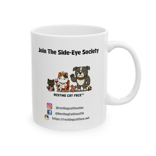Meow in Black™ Ceramic Mug – Defending Earth from Intergalactic Stupidity