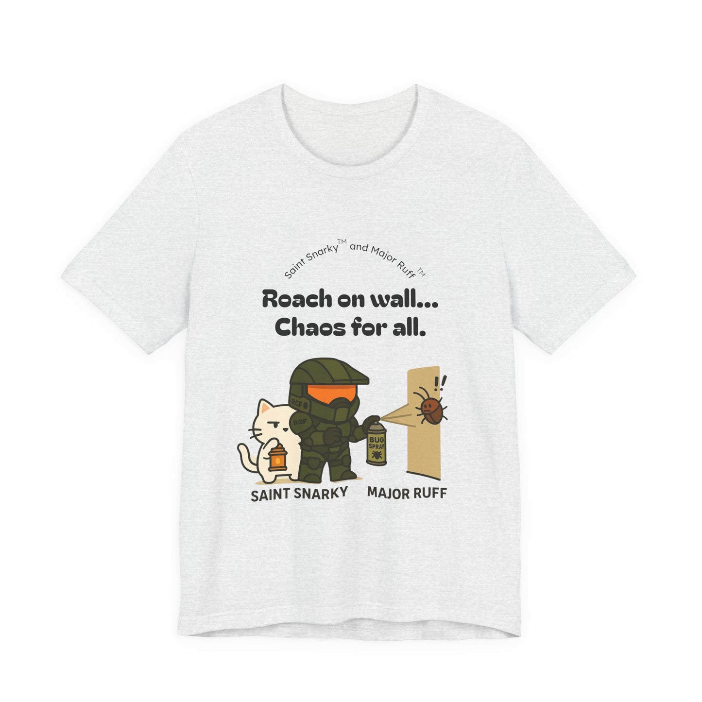 Roach on Wall - Chaos for All | Cat T‑Shirt — Saint Snarky & Major Ruff