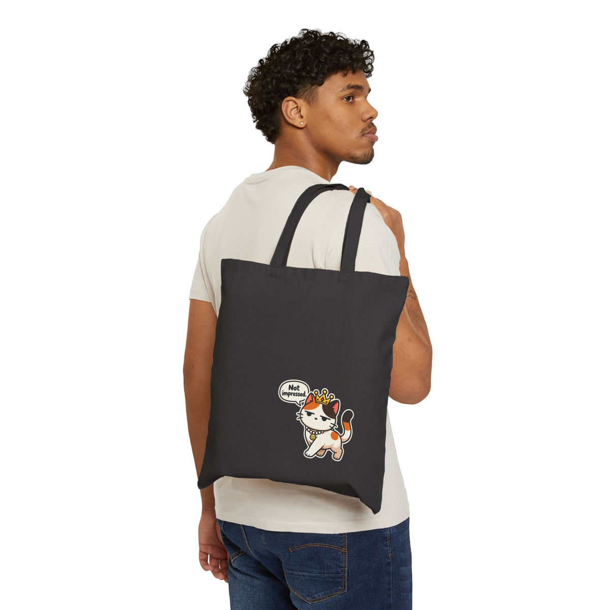 Queen Cat “Not Impressed” Canvas Tote | Resting Cat Face™