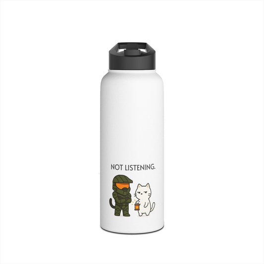 "NOT LISTENING" 32oz Insulated Tumbler | The Saint Snarky™ & Major Ruff™ Edition