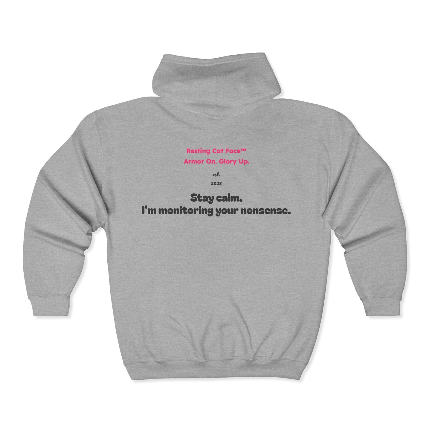 "Meow in Black" Zip Hoodie | Resting Cat Face™ Mochipaws™ Limited Edition