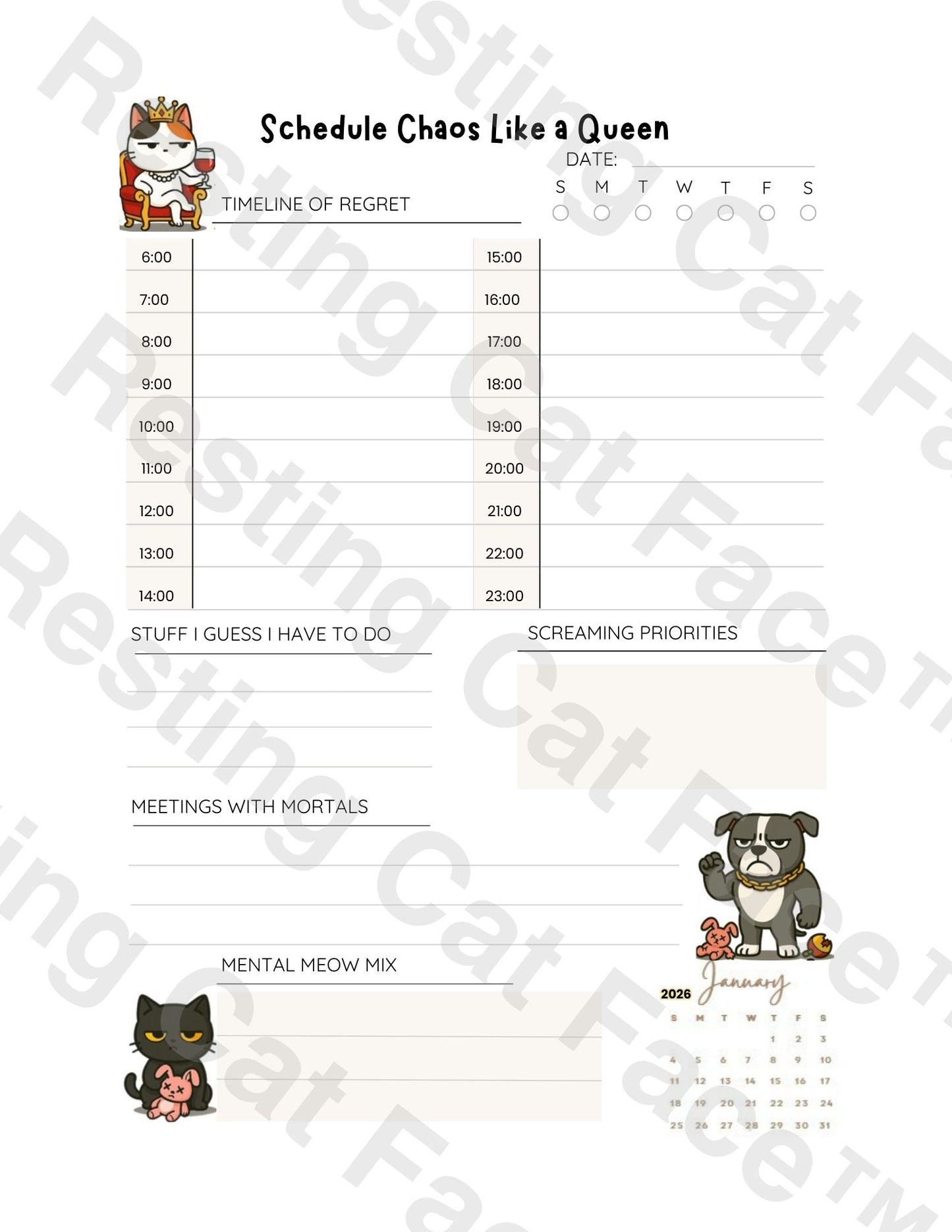 Resting Cat Fact™ 2025 - 2026 Digital Planner